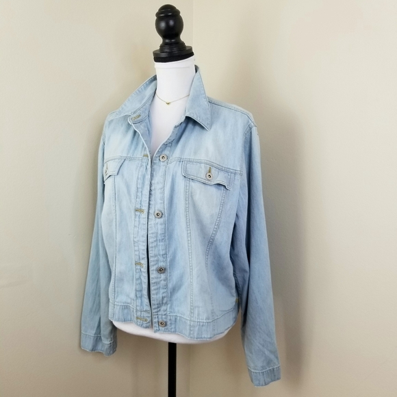Vintage Jackets & Blazers - Liz Claiborne Vintage 80s preppy stone washed lightweight jean shirt jacket L XL